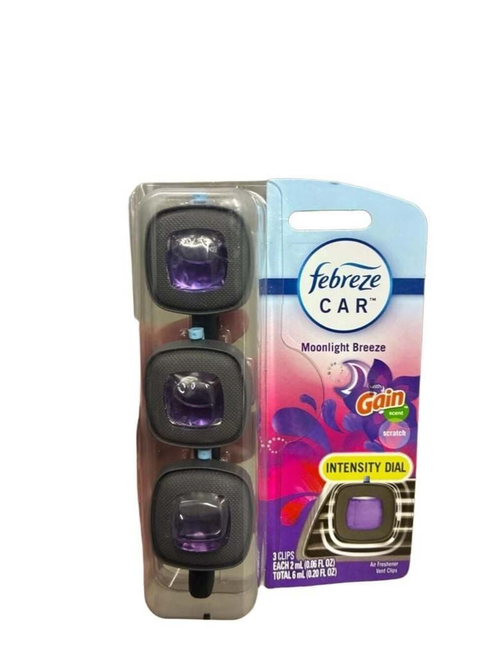 Febreze CAR Moonlight Breeze with Gain Scent Car Vent Clips, 3 Count